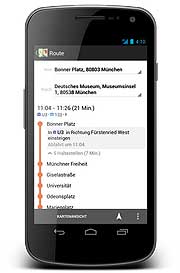 google transit ist auch mobil abrufbar (Screenshot google)